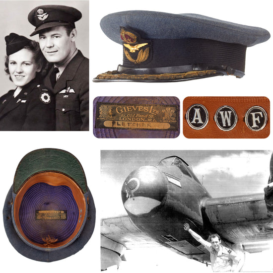 Original Canadian WWII RAF Named Squadron Leader Officer’s Visor Cap by Gieves of London - Andrew William Fletcher, Battle of Britain Flight Ace