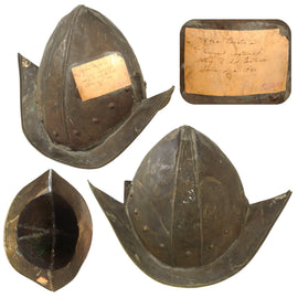 Original Philippine Insurrection Era Moro Pirate’s Morion Helmet Captured by USS Castine in Sulu Sea in 1900 with Capture Tag