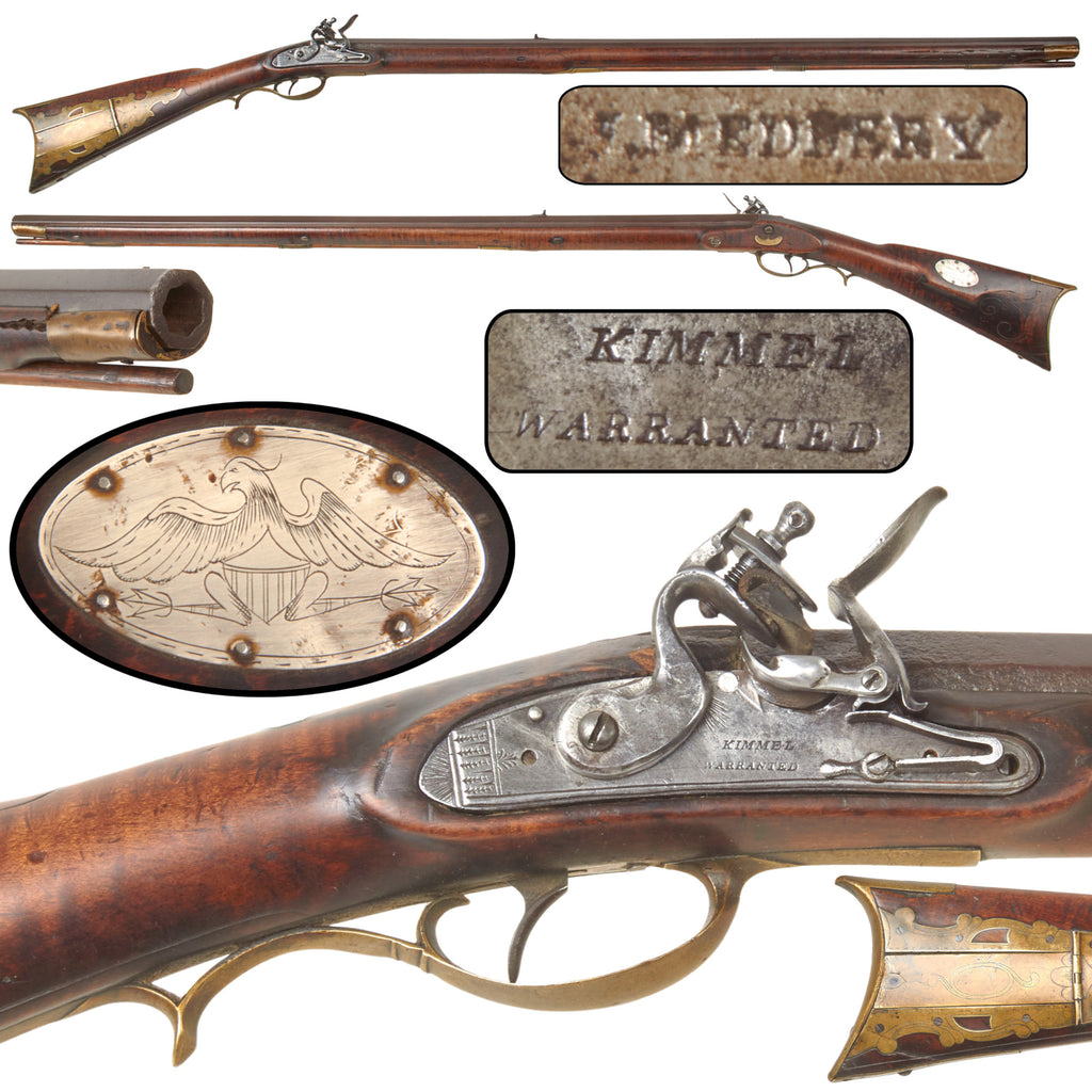 Original U.S. Flintlock .60 Caliber "Kentucky" Long Rifle by Joseph Medbery of Rochester with Tiger Flame Maple Stock, Circa 1830