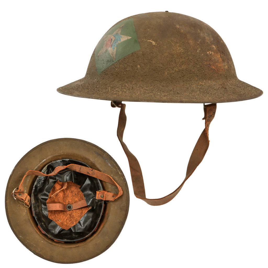 Original U.S. WWI British Made M1917 Doughboy Helmet with Museum Quality Post War Painted Insignia - Supply Company 6th Marines, Machine Gun Company, 2nd Infantry Division