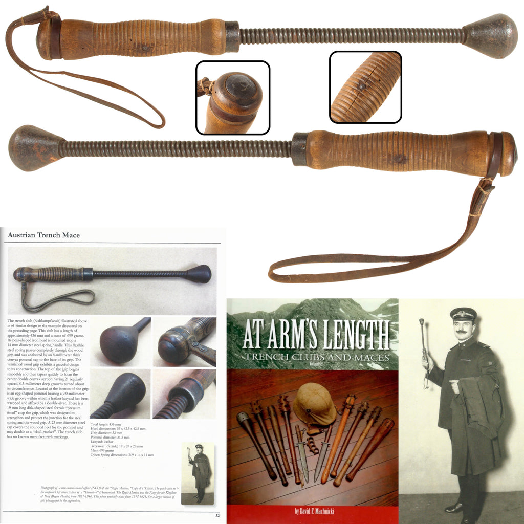 Original Austro-Hungarian WWI Spring Handle Trench Raiding Mace with Original Leather Lanyard - Similar Example in Volume II of “At Arms Length: Trench Clubs and Maces” by David F. Machnicki Original Items