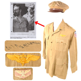 Original U.S. WWII CBI Flight Surgeon Colonel James Fisackerly’s Theater-Made "Bush Jacket" w/ Direct Embroider Insignia & Crusher Cap - Assisted in Rescue of POWs with "Air Commandos" In Burma
