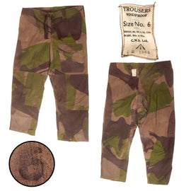 Original British WWII Unissued SAS Special Air Service Camouflage Windproof Trousers in Large Size No. 6 - Rare