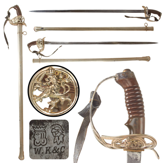 Original Imperial German WWI Rare Hessian M1889 Cavalry Sword with Scabbard by Weyersberg Kirschbaum & Cie of Solingen