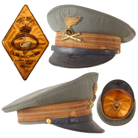 Original Italian WWII Royal Italian Army 13th Artillery Regiment "Granatieri di Sardegna" Tenente Colonnello Officers Peaked Visor Cap by Cigna Melchiorre of Torino - Excellent