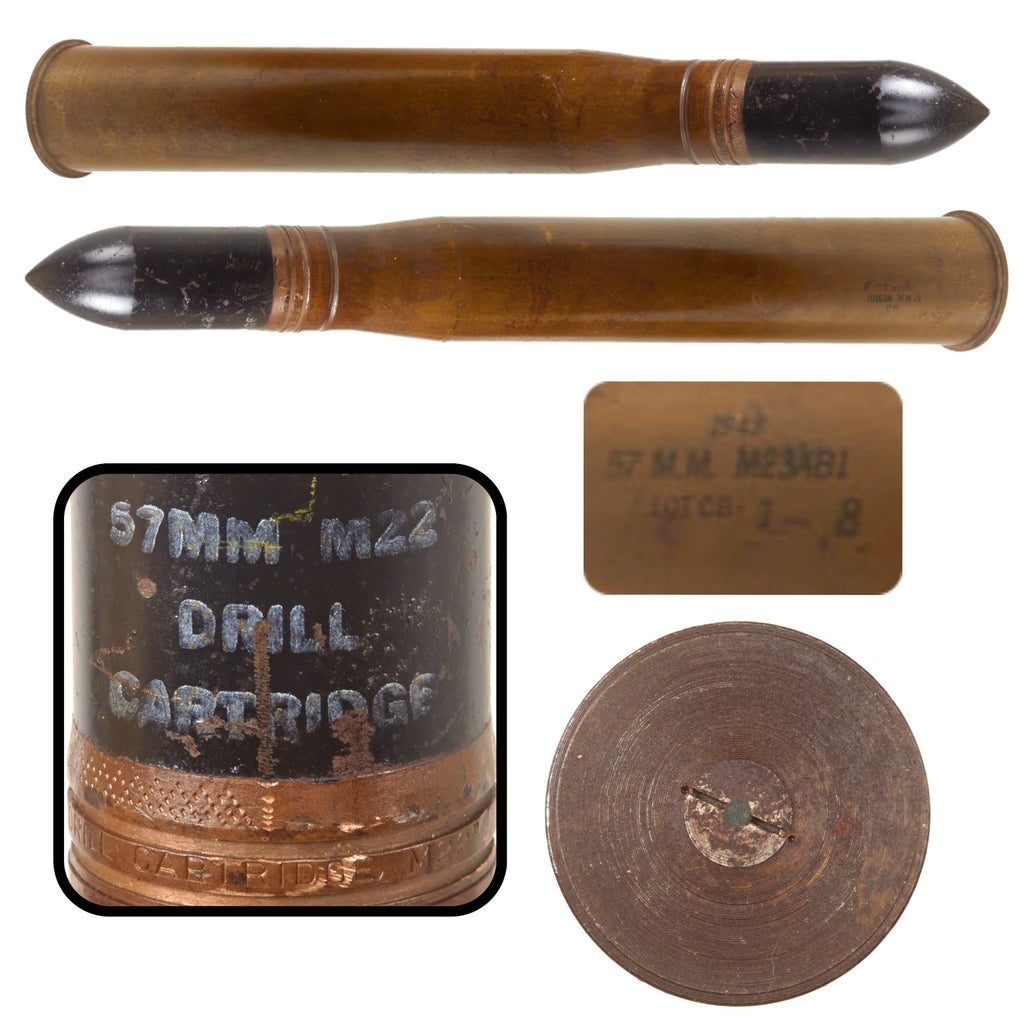 Original WWII Anti-Tank 57mm M23AB1 6 Pounder M22 Inert Drill Cartridge - Dated 1943 Original Items