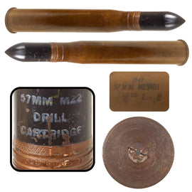 Original WWII Anti-Tank 57mm M23AB1 6 Pounder M22 Inert Drill Cartridge - Dated 1943