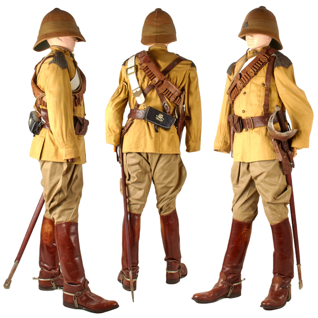 Original British Boer War Period 17th Lancer’s Mannequin Display with Original Boots, Sam Browne Belt, Holster, and Ammunition Pouch - Remaining Components Reproduction Original Items