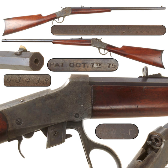 Original U.S. Winchester Model 1885 Low Wall .22 W.C.F. Single Shot Rifle with 26" Octagonal Barrel Made in 1893, Serial No. 63438