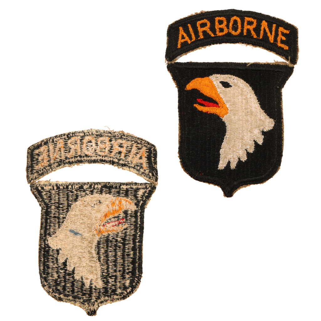 Original U.S. WWII Attributed Type 3 101st Airborne Division Red Tongue Patch with Rocker Original Items