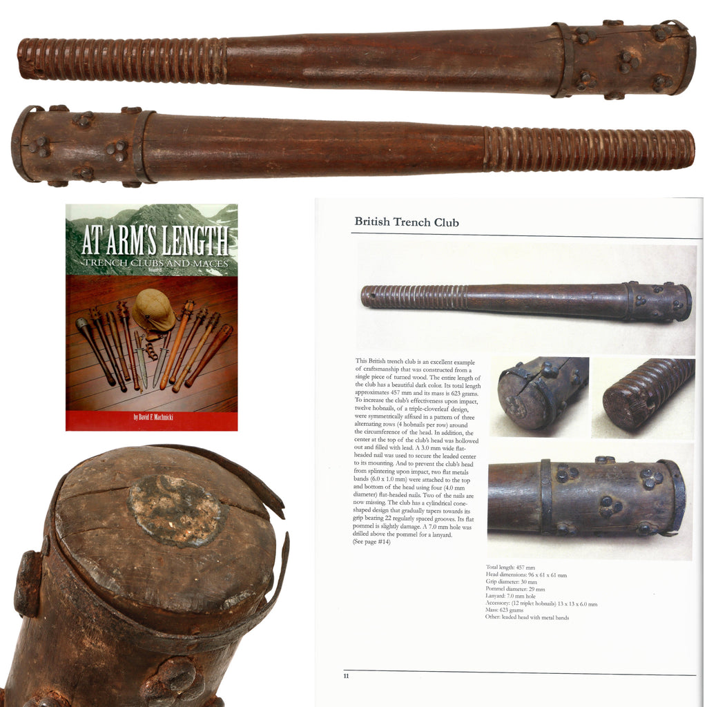 Original British WWI Cloverleaf Hobnailed Trench Club as Featured in “At Arms Length: Trench Clubs and Maces Vol. II” by David F. Machnicki Original Items