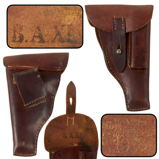 Original Imperial German WWI 7.65mm Pocket Pistol Holster by C. Holste & Co. München - 1918, B.A. XI