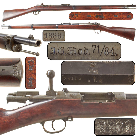 Original Imperial German Mauser Model 1871/84 11mm Magazine Rifle by Amberg with Bavarian Markings, Excellent Bore, Dated 1888, Matching Serial No. 76142 Original Items