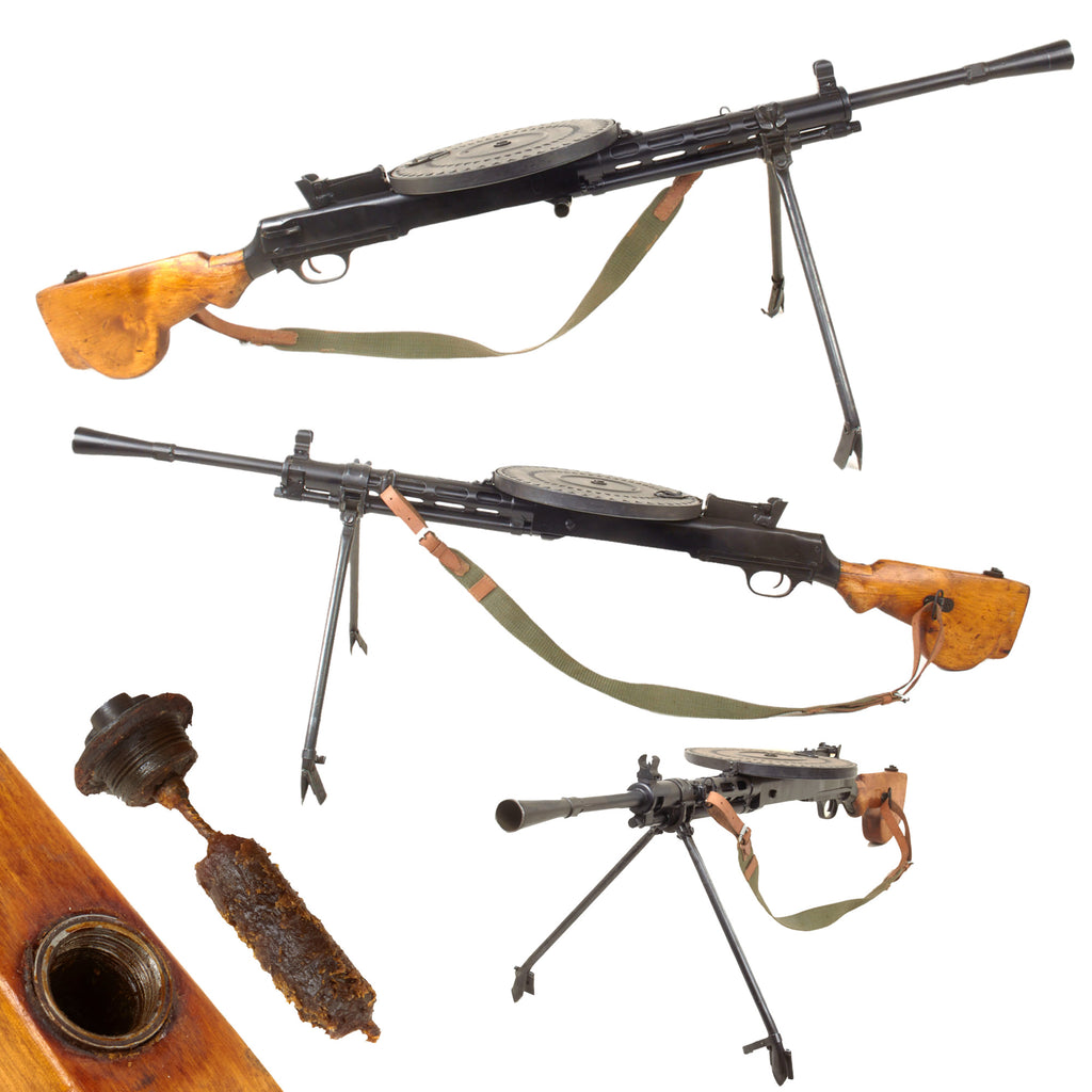 Original Soviet WWII Era Degtyaryov DP 28 Demilled Receiver Display Light Machine Gun with Pan Magazine and Sling - Serial ИБ750 Original Items