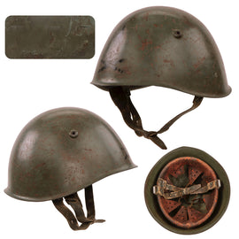 Original WWII Italian M33 Helmet with Artillery Stencil - Complete Liner & Chinstrap