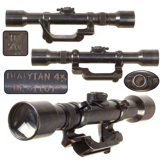 Original German WWII Hensoldt Dialytan 4x Sniper Scope with Short Side-Rail Mount by Hensoldt & Sohne Werke A-G of Wetzlar - Serial Nr. 61767 Original Items