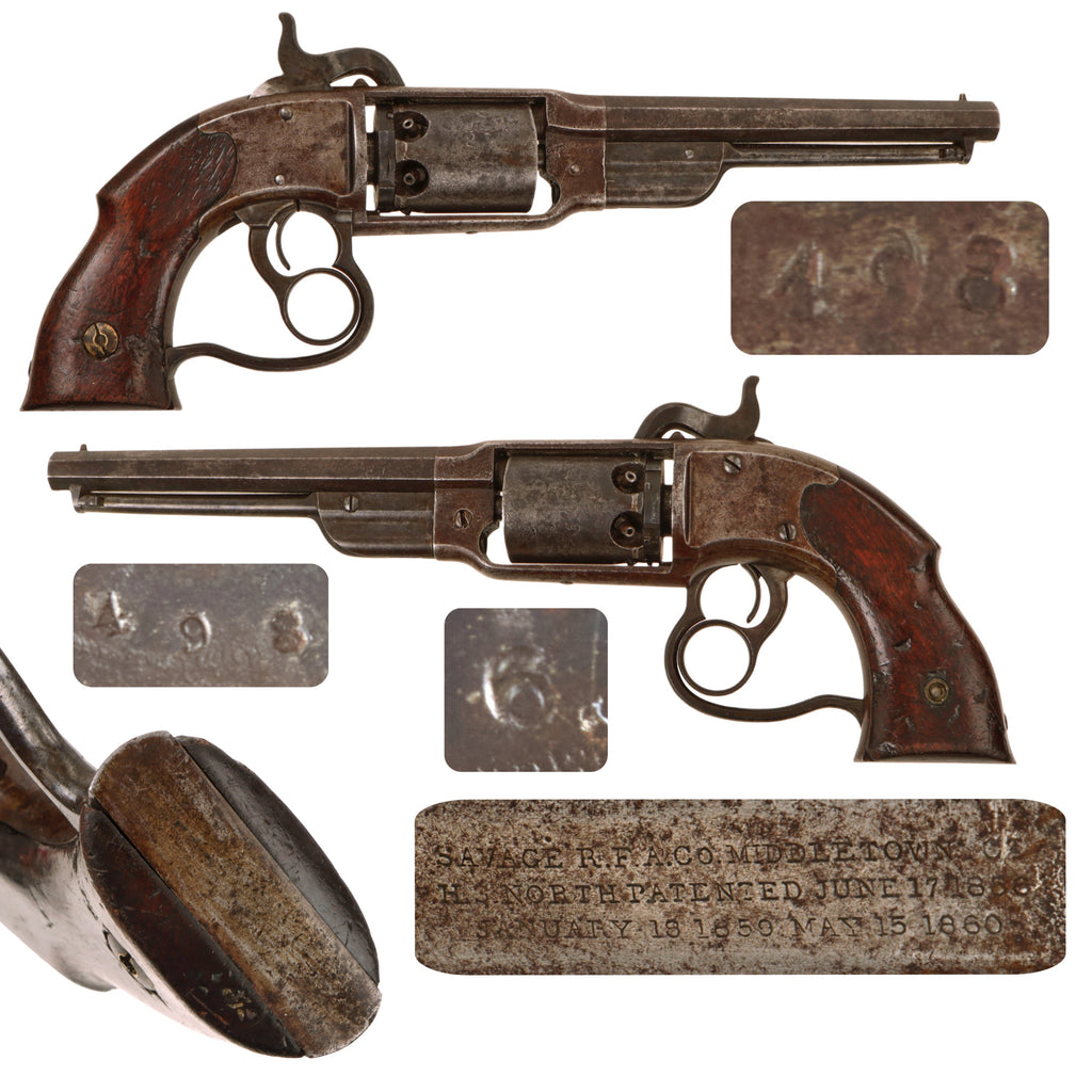 Original U.S. Civil War Rare Savage 1861 Navy Model .36 Caliber Percussion Revolver - Early Serial 498 Original Items