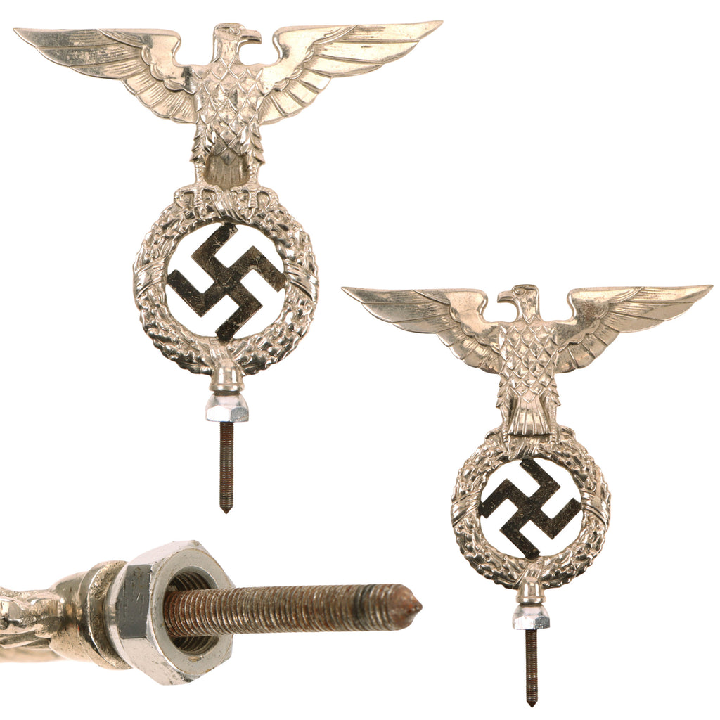 Original German WWII NSDAP National Socialist Party First Pattern Nickel Plated Brass Flag Pole Finial "Topper"
