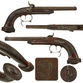 Original Belgian "Versailles" Style Rifled Officer's Percussion Pistol with Single Set Trigger Circa 1840 - Liège Proofed