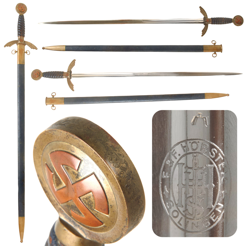 Original German WWII Early Luftwaffe Officer Sword by E. & F. Hörster with Excellent Waffen Marked Nickel Plated Blade and Scabbard Original Items