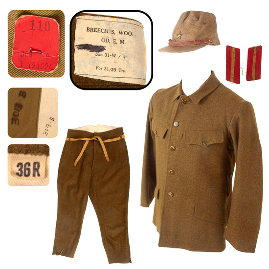 Original U.S. WWII Government-Made Japanese Uniform Made for Familiarization Purposes with US Size & Cutter Tags - 1940s Costume House Prop Forage Cap Included Original Items