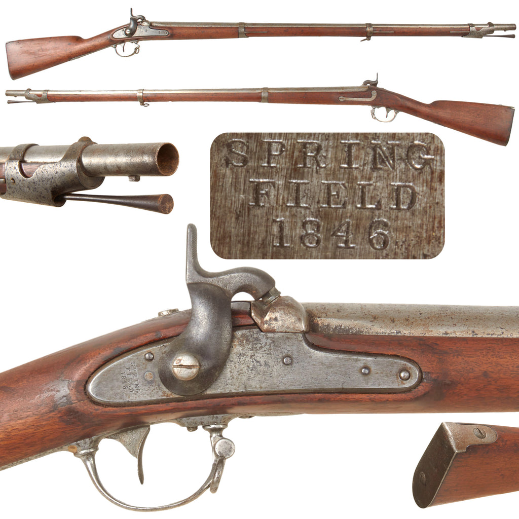 Original U.S. Springfield Model 1842 Percussion Rifled Musket by Springfield Armory - 1846 Dated - Civil War Era