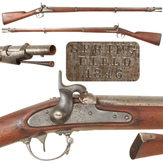 Original U.S. Springfield Model 1842 Percussion Rifled Musket by Springfield Armory - 1846 Dated - Civil War Era Original Items