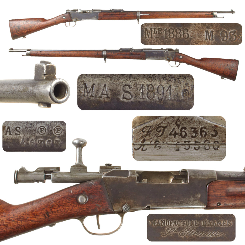 Original Antique French Lebel Fusil Modèle 1886 M93 Infantry Rifle by St. Étienne Arsenal Dated 1891 - Serial FT 46363 Original Items