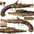 Original 18th Century French Brass Barrel Flintlock Belt Pistol Signed LEROUX À TOULON with Brass Lock and Silver Wire Inlay, Circa 1760