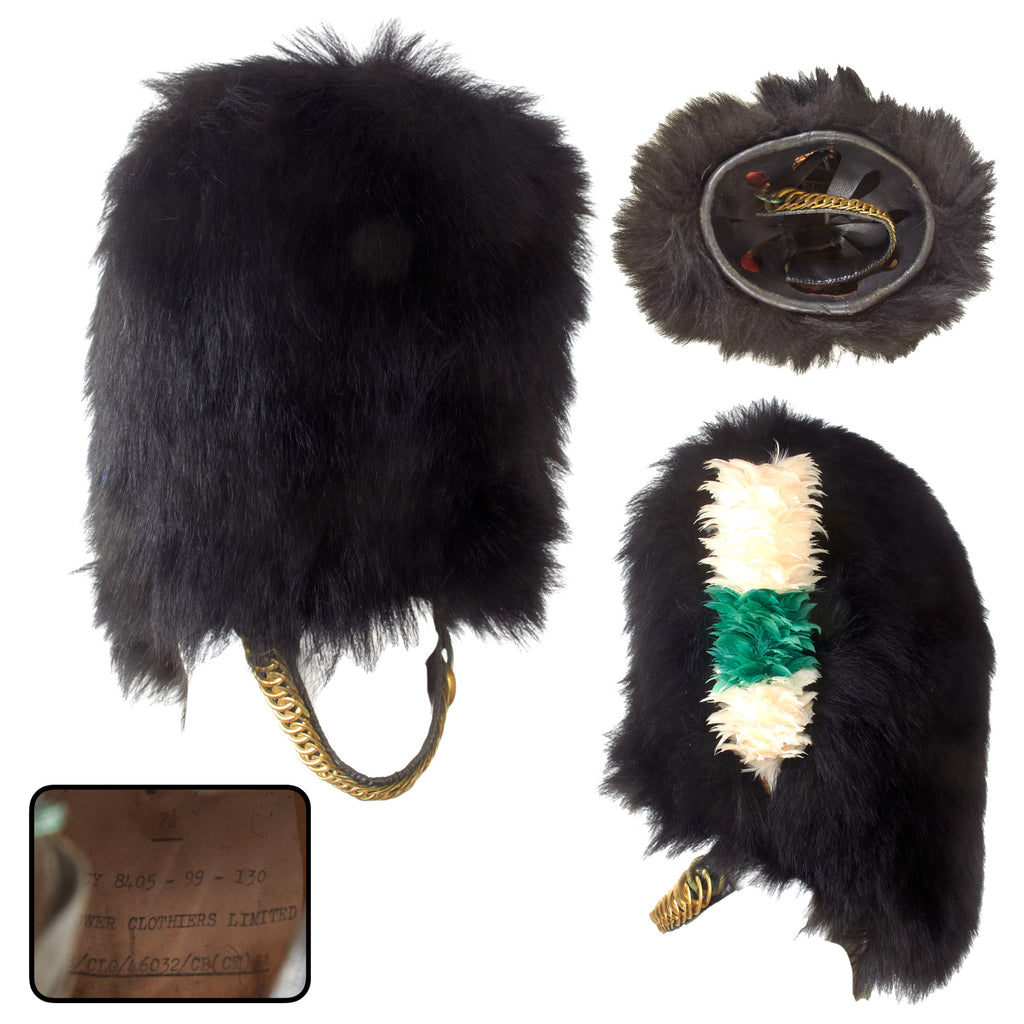 Original British Cold War Era Welsh Guards Bearskin with Plume & Maker’s Label by Tower Clothiers Limited - Size 7 ⅛ Original Items