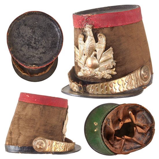 Original French 2nd Empire Pattern 1845 La Garde Nationale Officer’s Shako with Chinscales & Shako Plate - National Guard Original Items