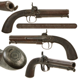 Original Victorian Era British John Blanch & Son 30 Bore Single Shot Side Hammer Percussion Belt Pistol with Captured Ramrod and Safety, Circa 1850