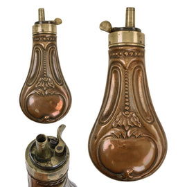 Original U.S. or British American Civil War Era Small “Ball” Design Embossed Copper Pistol Powder Flask