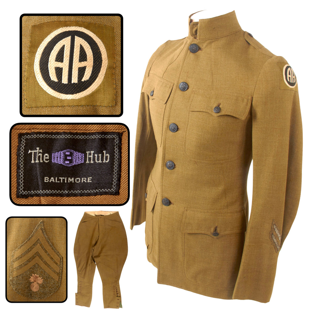 Original U.S. WWI 82nd All American Division Private Purchase Uniform Jacket & Breeches by Hart Schaffner & Marx - Ordnance Sergeant Original Items