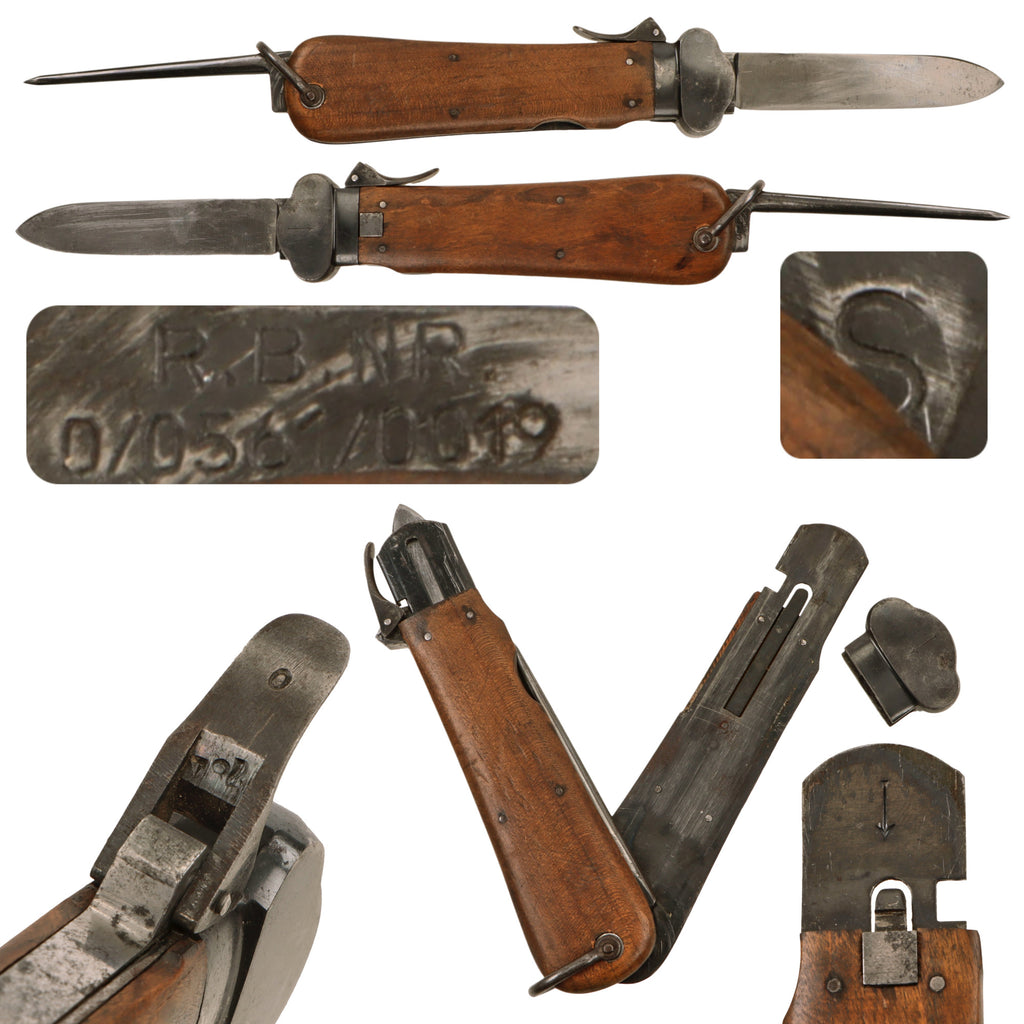 Original German WWII Late War Luftwaffe Take Down Fallschirmjäger Gravity Knife with RBNr. for Solinger Metalwaren-Fabrik Stöcker & Co. Original Items