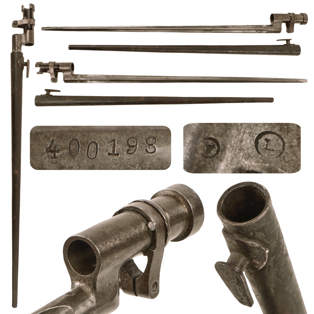 Original German-Captured WWI Russian 1891 Mosin-Nagant “Locking” Socket Bayonet Reissued in German Ersatz Scabbard Original Items