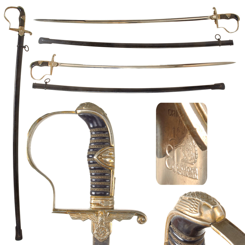 Original German WWII Rare Field Marshal Prinz Eugen Pattern Dove Head Officers Sword by Carl Eickhorn with Steel Scabbard Original Items