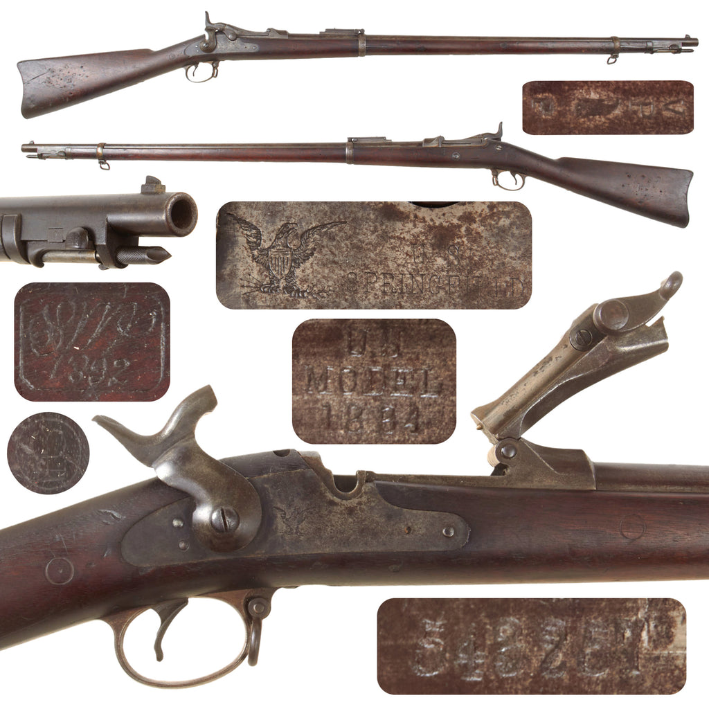 Original U.S. Springfield Trapdoor Model 1884 / 1888 Round Rod Bayonet Rifle Made in 1892 - Serial 543257 Original Items
