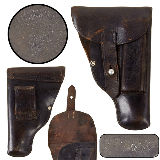 Original German WWII Police 7.65mm Pistol Holster by Schambach & Co. Berlin - Dated 1942 - Numbered 347472