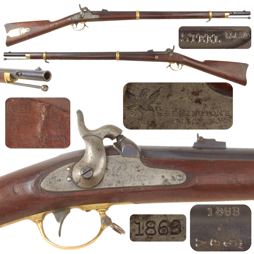 Original U.S. Civil War Rare Remington Contract Model 1863 “Zouave” Percussion Rifle with MINT Bore - Dated 1863 Original Items
