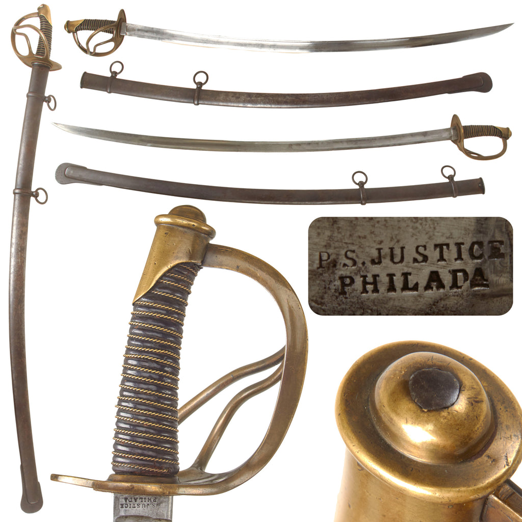 Original U.S Civil War Era M-1840 "Wrist Breaker" Heavy Cavalry Saber by P.S. Justice with Scabbard by Schnitzler & Kirschbaum & Excellent Blade
