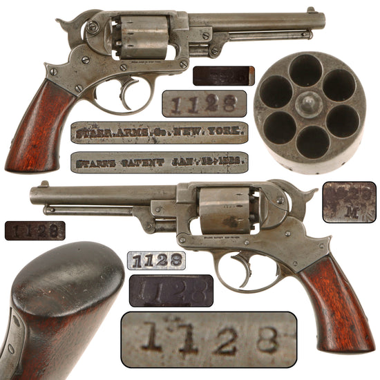 Original U.S. Civil War Starr Arms Model 1858 .44 Double Action Army Percussion Revolver, Matching Serial No. 1128 Original Items