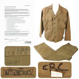 Original Saving Private Ryan U.S. WWII Army HBT Jacket & Trousers Worn by Extras with Copy of Notarized Letter of Authenticity