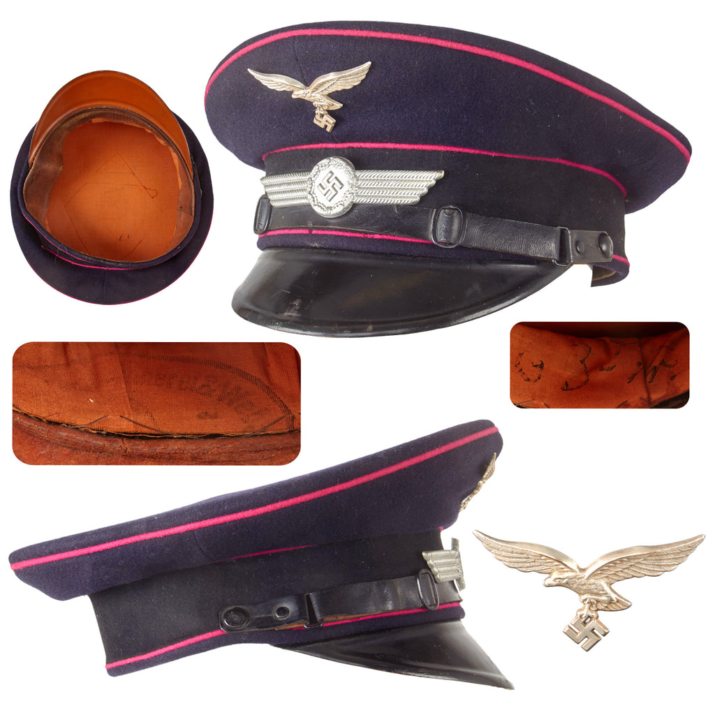 Original German WWII Luftwaffe Civil Fire Brigade NCO Schirmmütze Visor Cap
