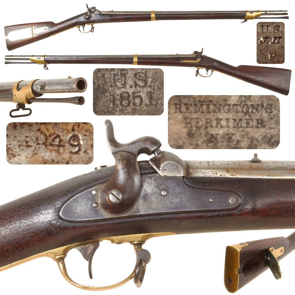 Original U.S. Civil War Model 1841 Mississippi Rifle by E. Remington & Sons of Herkimer in Original .54 Caliber with Saber Bayonet Lug, 1851 Lock and 1849 Barrel
