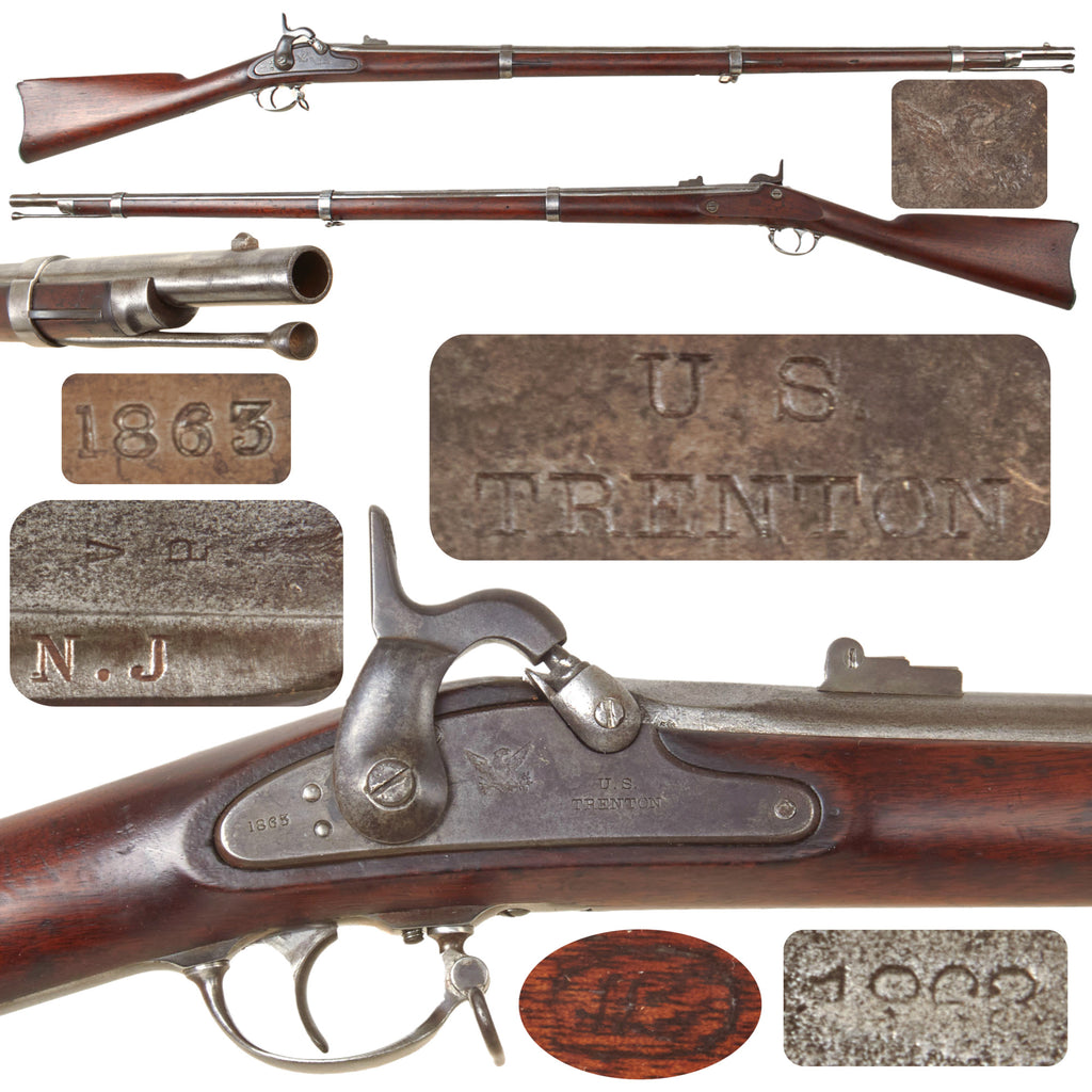 Original U.S. Civil War Springfield Model 1861 Contract Rifle Musket by Trenton Locomotive & Machine Co. with N.J. Surcharge, Dated 1863