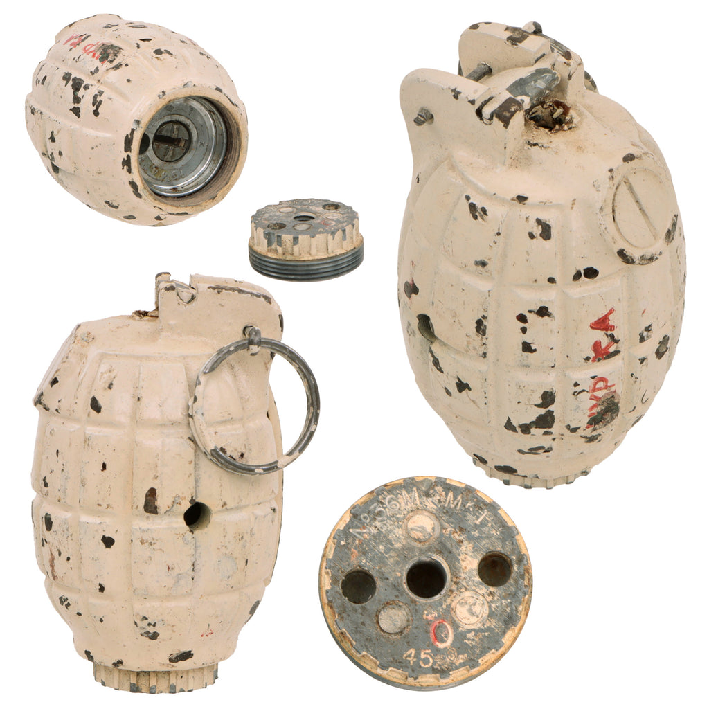 Original Canadian WWII Inert White-Painted Mills Training Bomb No. 36M MKI Grenade by Schultz Diecasting Co. - Dated 1945 Original Items