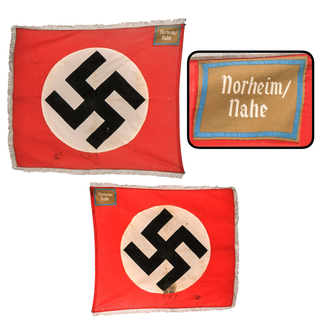 Original German WWII NSDAP Ortsgruppe "Nordheim/Nahe" Political Flag with Fringe - [45" x 52"]