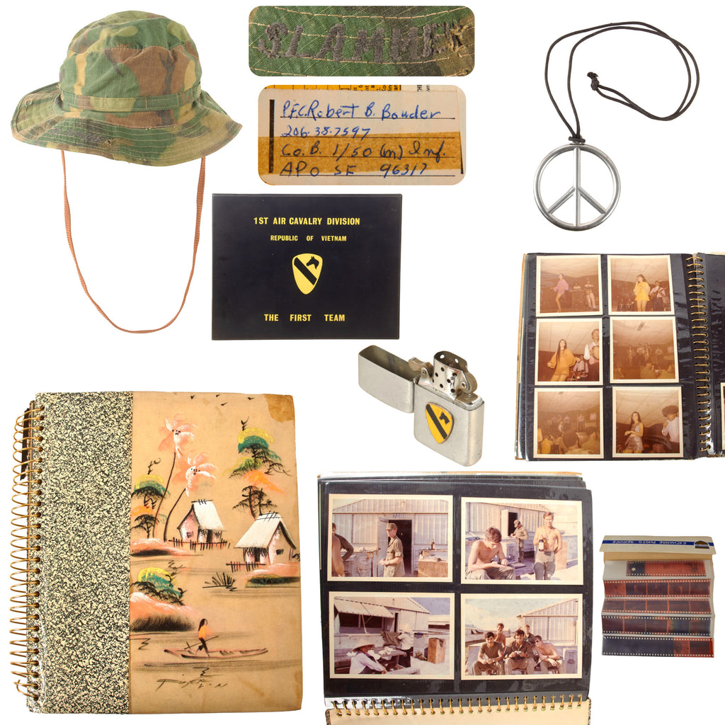 Original U.S. Vietnam War 1st Cavalry Incountry-Made Boonie Hat and Scrapbook Grouping - “Slammer” Robert B. Bowder Original Items