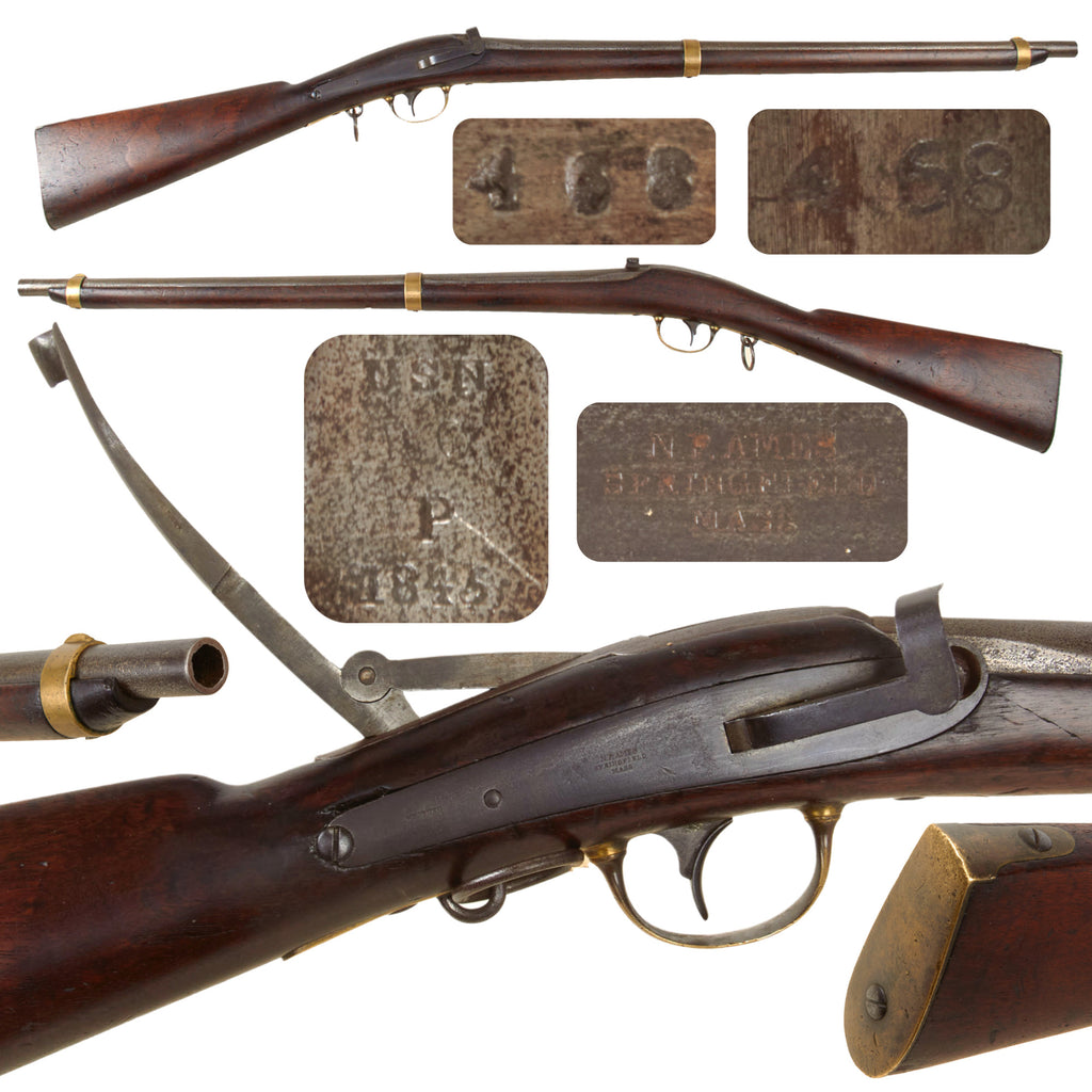 Original U.S. Civil War Navy W.J. Jenks Side Hammer "Mule-Ear" Breech Loading Percussion Carbine - dated 1845 Original Items